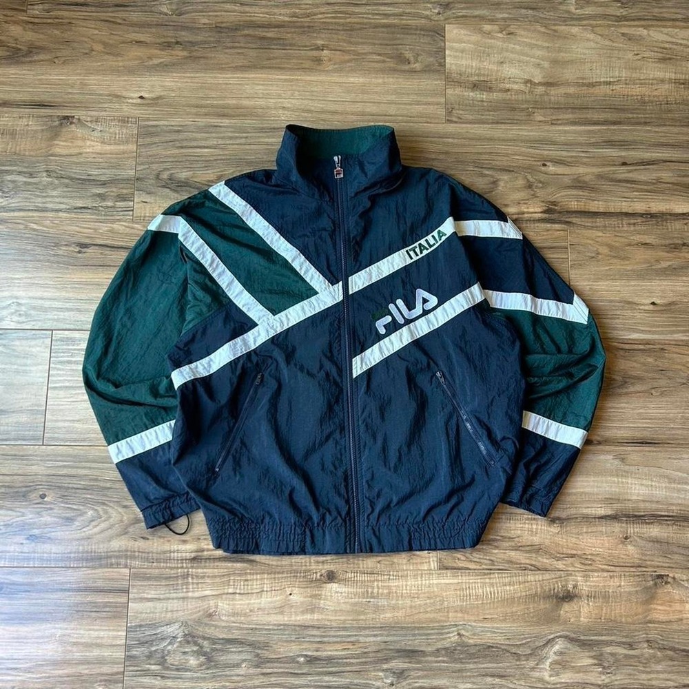 Vintage 90s Fila Italia Retro Colorblock Full Zip Windbreaker Jacket Medium